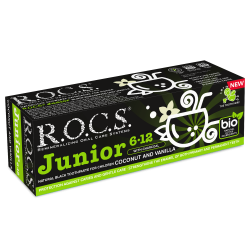 BLACK TOOTHPASTE FOR CHILDREN R.O.C.S.® JUNIOR BLACK COCONUT AND VANILLA WITH CHARCOAL